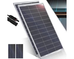 Zonnepaneelset van 2 monokristallijne zonnepanelen - 165W 18V voor 12V accu's - Ideaal voor caravans, camping en tuinhuisjes