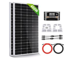 Zonnepaneelset – Zonnepanelen Set – Zonnepaneel Kit – Solar Kit – Solar Panel Set – 400W Upgrade – Laadregelaar Met LCD – Montagebeugels Zonder Boren