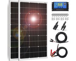 Zonnepanelen Compleet Pakket - Plug & Play met Stekker - Zonnepaneel Plat Dak - 200W - Zwart en Wit