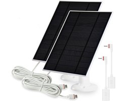 Zonnepanelen geschikt voor Ring Stick Up Cam/Pro-accu's en geschikt voor Ring Spotlight Cam Plus/Pro-accu's, 2 stuks, inclusief USB-C-naar-stekkeradapter.