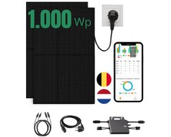 Zonnepanelen Met Stekker - 1000Wp panelen + 800W Micro omvormer - Full Black Zonnepanelen Compleet Pakket - Plug & Play