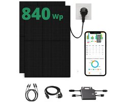 Zonnepanelen Met Stekker - 840Wp panelen + 600W Micro omvormer - Full Black Zonnepanelen Compleet Pakket - Plug & Play