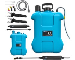 13L accuaangedreven tuinsproeier, elektrische sproeier met USB-oplaadbare handgreep, 3 sproeikoppen, uitschuifbare steel, waterpompsproeier met verstelbare schouderriem voor tuin, gazon en erf
