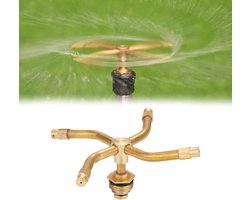 2-pack automatische roterende messing sproeier 360 graden rotatie irrigatiesysteem sproeikop huishoudelijk automatisch irrigatiesysteem voor tuin, gazons, 4 armen