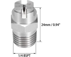 2 stuks platte straalsproeikop tip - 304 roestvrij stalen mondstuk 1/4BSPT buitendraad 1 / 4BSPT (110 graden, 2,0 mm opening)