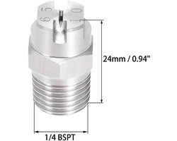 2 stuks platte straalsproeikop tip - 304 roestvrij stalen mondstuk 1/4BSPT buitendraad 1 / 4BSPT (65 graden, 2,0 mm opening)