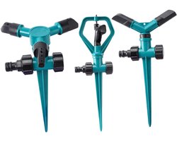 3-delige 360° roterende, verstelbare sproeier - Hogedrukbewateringssysteem voor het bewateren van de vloer. Ingevoegde roterende sproeier. Brede dekking voor de tuin.