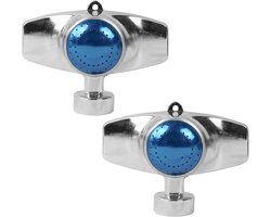 360 graden metalen puntsproeier, 2-pack cirkelvormige sproeiers voor het besproeien van kleine oppervlakken in de tuin, gazon en tuin, dekking tot 30 voet (blauw)