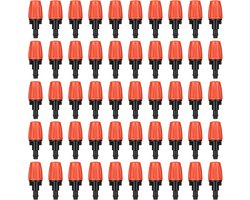50-delige druppelirrigatieset – verstelbare verstuivingsmondstukken, 1/4-inch druppelirrigatieaccessoires, sproeiers en druppelaars, geschikt voor tuinen, kassen, terrassen en verneveling.