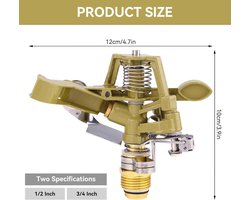 Allecta - Zware messing slagsproeier, 2 stuks 360° verstelbaar - Tuin sproeikop - Draaibare watersproeier - 1/2 inch