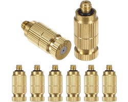 Allecto- Messing vernevelingssproeiers - Spuitnevelkop - 0,7 mm opening - 8-pack - Hogedruk - Buitenkoelsysteem - Kas - Landschapsarchitectuur - Geschikt voor 10/24 UNC - Bronzen vernevelingssproeiers 8 stuks, sproeiers messing, hoge druk nevelkop.