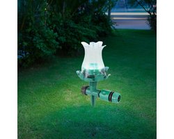 Allecto - Tuin LED-sproeier - Gazonbesproeiing - Decoratief - Kleurrijk lichteffect - Watersproeier - Geschikt voor buiten - Rood metaal - Tuindecoratie met ledverlichting.