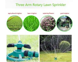 Allecto- Tuinsproeier - Gazonsproeier - 360 ° volledig cirkel roterende - irrigatiesysteem - 3 mondstuk pijpslang - Eenvoudige slangaansluiting - Geschikt voor tuinen - Groen - Allecto product