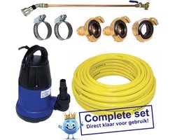 Aquaking Pro Kleine Tuinsproeier Set Incl. 12,5 Meter Flexibele Tuinslang, Dompelpomp, Messing Geka, Geka Tule, RVS Slangklemmen, Broeskop & Koperen Gietstok - Tuinslang - Tuin - Planten - Plantenspuit