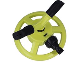 Draaibare sproeier met 2 sproeikoppen - voor opbouwmontage in gazons - Ø150 x 110 mm - ABS-kunststof - pistachegroen en zwart - bestrijkt tot 34 m²