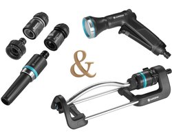 GARDENA EcoLine Tuinberegening Set – Zwenksproeier + Broes + Koppeling startset – Duurzaam - Premium set
