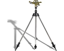 Gazonsproeier van roestvrij staal voor tuinirrigatie met 360 graden draaibereik - telescopische sproeiset met verstelbare sproeikoppen.