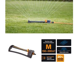 Green Harmony Waterbesparende zwenksproeier - eenvoudig bereik instellen - stevige metalen voet - universele maat - 16 x 17 m bereik - 506 g - zwart-oranje 1023662 Green Harmony - Zwenksproeier