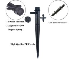 Irrigatiedruppelaars voor buizen van 4 mm/7 mm, verstelbaar, 360 graden, micro-sproeier, druppelsysteem, tuinsysteem, besproeiing - 50 stuks