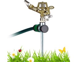 Metalen Tuinsproeier 360° Roterend – Verstelbare Sproeikop voor Grote Oppervlakken – Zinklegering Arroseur met Grondpen – Geschikt voor Tuin, Gazons en Planten - ANMI