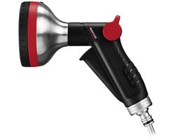 Parkside Multifunctionele Sproeierkop - Instellingen: volle straal tot sproeinevel - Materiaal: kunststof, RVS - Kenmerk: met geïntegreerde debietregelaar - Antislip softgrip - Ergonomische vorm met vergrendelbare trekker - Weer, UV en vorstbestendig