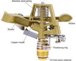 Sprinkler voor Tuin 360° Rotatie Zink Legering Watersproeier - Tuinirrigatie voor Balkon, Villas - Geschikt voor 20 mm/25 mm Tuinslang - Watering Systeem voor Tuinbewatering