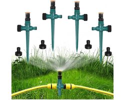 Tuinsproeier set van 4, automatische sproeier voor tuinieren, 360 graden draaibaar, verstelbare irrigatiesproeier voor tuin, gazon, planten, groenten, bloemen.
