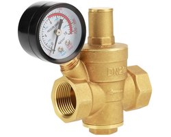 Waterdrukregelaar DN20 - 3/4 inch messing drukregelaar met verstelbare meter - 1,6 MPa drukregelaar - Tuin irrigatie toebehoren.