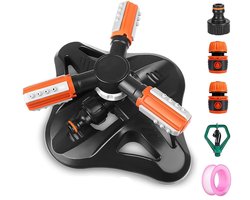 Ynkkvre - Tuin Sprinkler – 3 Armige Automatische 360° Draaibare Graszoden Sprinkler, Irrigatiesysteem met Snelkoppeling voor Gazon