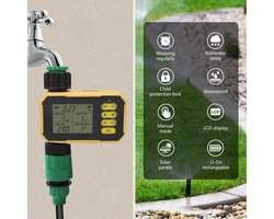 Zonnesproeier timer met programmeerbare watertimer, type C-poort en regenvertraging. Automatische irrigatie.