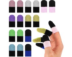 16 stuks dunne vingerhoezen voor mobiel gamen, naadloze touchscreen handschoenen - anti-zweet en slip, koolstofvezel duimmouwen