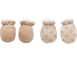 2 Paar Winter Baby Fleece Wantjes - Maat 62-74 (2-9 Maanden) - Met Voering - Warme Handschoenen