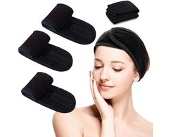 3-pack verstelbare make-up hoofdband voor vrouwen - gezichtslus yoga hoofdband en zelfklevende handdoek