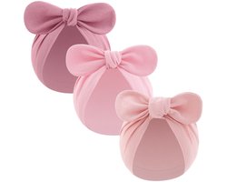 3-pack - Zachte katoenen peutermutsjes - Schattige mutsjes met strik - Kindermutsjes - Effen kleur hoofddoekmutsjes voor kinderen - Ademende mutsjes zonder rand - Geschikt voor kinderen van ongeveer 3 jaar - 17*16 cm