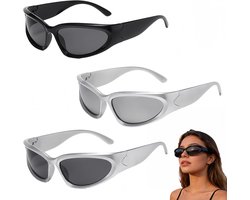 3er-Pack Rave Brille Herren – Y2K Retro Techno Sonnenbrille, Futuristische Wrap Around Radsportbrille für Partys & Musikfestivals