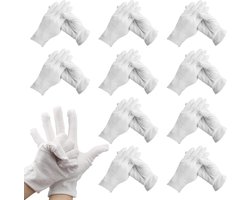48-pack Witte Katoenen Handschoenen - Zachte Handschoenen van Ademend Katoen - Geschikt voor Dames en Heren - Ideaal voor Sieraden Inspectie, Autoreparatie en Dagelijks Werk