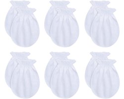 6 paar - Anti-krab wanten voor pasgeborenen - Anti-krab gezichtje baby wanten - Baby wanten - Geschikt voor zowel jongens als meisjes - Zacht en comfortabel - Wit