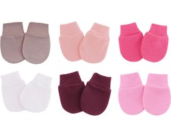 6 Paar Baby Krabwantjes – Anti Krabwanten voor Pasgeboren Baby’s 0-2 Maanden – Roze & Beige Mix – Zachte Handbescherming voor Newborn – Voorkomt Krabben