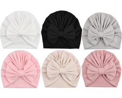 6-pack babymutsjes - Zachte elastische baby bandana's - Zomer- en herfst baby mutsjes - Pasgeboren peutermutsjes - Mutsen - Geschikt voor baby's van 0 tot 12 maanden oud