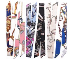 6x Satijnen Portemonnee Sjaal voor Handtas - Smalle Halsdoek voor Haar en Hoofd - Dames Accessoire