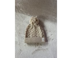 Adalleti - Newborn muts 0-3 maanden - Warm beige - Merino wol - zacht - winter