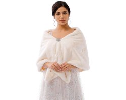 Allecta - Ivoor Stola van imitatiebont voor dames - bruiden - bruiloften