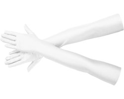 Allecta - Lange avond handschoenen voor dames - Wit - Elastisch spandex - Feestelijk - Ca. 53 cm