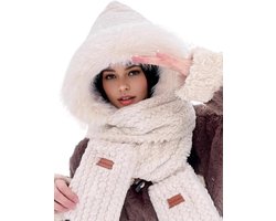 Allecto plus - Capuchon-sjaal met gehoorbescherming en handschoenen - Winddicht en warm - Vrouwenmode