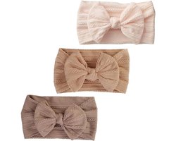 Allecto plus - Elastische hoofdband voor pasgeborenen en peuters met strik - Meisjes