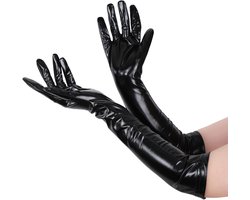 Allecto Plus - Lange handschoenen voor dames Wet Look Glanzende Opera Avondfeest Kostuum Cosplay 50 cm