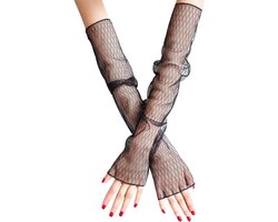 Allecto plus - Lange handschoenen voor dames, zomer, elegant kant, armwarmers, zonwering, vingerloze handwarmers, bruiloft, feest, carnaval.