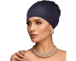 Allecto plus - Lichtgewicht Chemomuts voor haarverlies, ademend en ideaal voor slaap en dagelijks gebruik, marineblauw