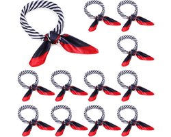 Allecto Plus - Nautische Sjaal in Rood, Wit en Blauw - Geïmiteerde Zijde - Vrouwen - Dames - Stewardess - 12 Stuks - Zeeman Neck Sjaals.