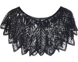 Allecto plus - Pailletten sjaal dames | Jaren 20 accessoire cape | Avondcape flapper cover-up | Geschenk voor vrouwen | Vintage feestkostuum | Luxe sjaal met kralen deco